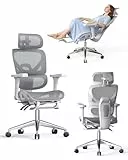 naspaluro Bürostuhl Ergonomisch, Schreibtischstuhl mit hoher Rückenlehne aus Netzgewebe, Belastbarkeit 160 kg, 3D-Armlehnen, Kopfstütze, Fußstütze, Office Chair für Home, Arbeit und Gaming