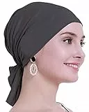 osvyo Bambus Chemo Kopftuch für Frauen mit Haarausfall - Krebspatienten Kopfbedeckung Turban in Versiegelter Verpackung DUNKELGRAU