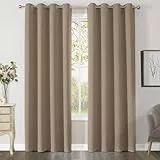 CUCRAF Verdunklungsvorhänge Thermovorhang Kälteschutz 2er Set H213 x B132cm Vorhänge mit Ösen Khaki Vorhang Blickdicht Weich und Langlebig Schallschutz Vorhang für Schlafzimmer Wohnzimmer