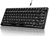 YINDIAO Ajazz AK820 Mechanische Tastatur mit Knopf,75% ANSI-Layout, 81 Tasten,Kabelgebundene Gaming-Tastatur,Verbesserte Dichtungsmontage,Roter Hot-Swap-Schalter,Eisweißes Licht,für PC,MAC (Schwarz)