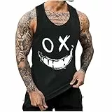 KOG Tank Top Herren Sport Tanktop Sommer Muskelshirt Ärmelloses Tshirts Mode Motiv Lose Baumwolle Streetwear Tops 2025 Sportshirt Teenager Leicht Tshirt Schwarz M
