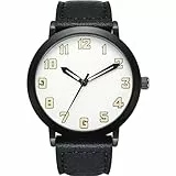 NUOVO Herrenuhr mit schwarzem PU-Armband, weißes Zifferblatt gepaart mit bunten Zahlen, Klassische und minimalistische Herrenuhr…