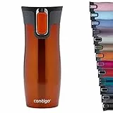 Contigo Thermobecher West Loop Autoseal, Edelstahl Isolierbecher, Reisebecher, Kaffebecher To Go, auslaufsicher, 100% dicht, hält bis zu 5h heiß/12h kalt, 470 ml, BPA frei, Tangerine