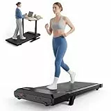 DeerRun Walking Pad mit 6% Steigung, Unter Schreibtisch Laufband für Home Office und Zuhause, Kompaktes Laufband mit App, Fernbedienung und LED-Anzeige, bis 136 kg