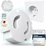 MUTKIND 25x Steckdosen Kindersicherung - (Zum Stecken) Steckdosenschutz Kindersicherung Steckbar - Kindersicherung Steckdose - Steckdosensicherung Baby - Steckdosenabdeckung Weiß