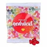 Fruchtgummi Herzen 10er Pack à 50 g – Fühl dich gedrückt – leckere Trolli Gummiherzen-Tüten mit 10% Fruchtsaft – perfektes Dankeschön, Gastgeschenk oder Mitgebsel für jeden Anlass