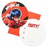 Procos 91351 - Einladungen & Umschläge, jeweils 6 Stück, Miraculous Ladybug, Kindergeburtstag