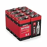 ANSMANN Rauchmelder Alkaline Batterie 9V E-Block, 8 Stück, Longlife Einwegbatterien, für Alarmsystem, Rauchmelder, Brandmeldeanlage