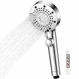 Duschkopf mit Filter, Hochdruck Brausekopf Dusche mit 5+1 Strahlarten, Sparduschkopf mit Filter-Funktion，Wasserstopp-Funktion, Abnehmbar für den Einsatz als Spritzpistole
