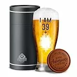 CROWNLY CRYSTAL® Bierglas mit Gravur Personalisiertes Geschenk zum 40 Geburtstag für Männer Bruder Mann Deko Karte