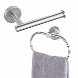 Toilettenpapierhalter/Handtuchring, Eolax Nickel gebürstet Bad-Accessoires, Perforierter Rollenhalter und Handtuchhalter aus Edelstahl, Wandmontage, 2 Stück