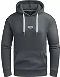 Grin&Bear Hoodie Herren Kapuzenpullover Sweatshirt Pullover GB707-SteelGrey-M