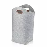 kela Filz Wäschesack faltbar, Laundry Baskets, Wäschesammler 61 cm, FAY, verstärkte Griffe, hellgrau