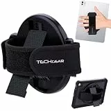 TECHGEAR Universelle iPad- und Tablet-Handschlaufe-Halterung & Ständer, 360° drehbarer Griff mit Ständer, selbstklebende Halterung für 7-13 Zoll Tablets, Querformat und Tippmodus, Ständer