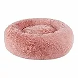BVAGSS Hundebett Rund Katzenbett Flauschig Donut Kuscheliges Hundekissen Waschbar Ultra Weicher Plüsch Haustierbett für Kleine, Mittelgroße und Große Hunde, Katzen XH034 (Diameter:50 cm, Bean Paste)