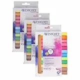 Westcott Kreide 12 Stück Bunt (3er-Set) | 3 x 12er Pack Tafelkreide mit 1,2cm ⌀ in leuchtenden Farben | staubarm & leicht abwischbar | 8,5cm lange Kreidestifte | E-744983 00