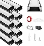 HOMMAND LED-Aluminiumprofil, 10 x 1 m, U-Form, Set mit Diffusor, Eckverbinder, Klebstoff, Endkappen und Montageclips – für LED-Streifen