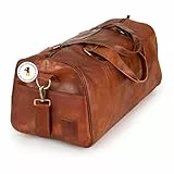 Berliner Bags Vintage Weekender Oslo, wasserdichte Reisetasche aus Leder, Duffel Bag, Sporttasche, Groß 50L, für Herren und Damen - Braun