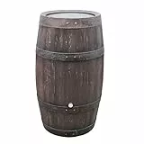 Prosperplast Regentonne rund Regenwassertank Barrique 250 Liter in braun UV- und witterungsbeständigem Material Regenfass Regenwassertonne mit kindersicherem Deckel und Messinggewinde