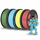 TECBEARS Matte PLA Filament Bundle 4KG, High Speed PLA 3D Drucker Filament mit Matter Oberfläche für 0-600 mm/s,4 Stück 1kg Spule, 4 Colors Gelb, Rot, Olivgrün, Himmelblau