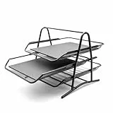 BigDean Dokumentenablage ausziehbar schwarz Metall – Briefablage mit 3 Fächer – zuverlässiger Schreibtisch Organizer für Praxis, Zuhause & Büro