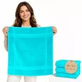 Lashuma Küchenhandtücher Frottee 50 x 50 cm, 4er Set, 100% Baumwolle, 450 g/m², Türkis