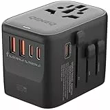 QENEQ 65W GaN Reiseadapter Weltweit mit USB C und AC Steckdose Internationaler Steckdosenadapter Reisestecker Adapter Weltweit Mehrfachsteckdose Travel Adapter für EU USA UK Japan Thailand Australien