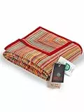 Ibena Malang Wolldecke 150x200 cm - Baumwollmix weich, warm & waschbar, Kuscheldecke Streifen bunt