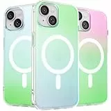ORNARTO Hue für iPhone 15 Hülle kompatibel mit Magsafe, [Fluoreszierende Farbverlauf], [Anti-Vergilbung] Handyhülle iPhone 15 Case, Kratzfeste iPhone 15 Schutzhülle 6.1 Zoll - Polarlicht