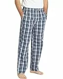 Jveyvth Herren-Schlafanzughose, 100 % Baumwolle, kariert, Schlaf- und Loungehose, Pyjamahose mit Taschen und Knopfschlitz, rose, XL