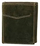 J.Jones - Herren Mini Geldbörse - Slim Wallet - Echt-Leder - RFID-Schutz - Used Optik - Antik Braun (7,5 x 9 cm)