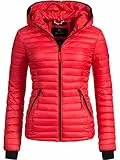 Navahoo Damen Damen leichte Übergangsjacke Steppjacke mit Kapuze Kimuk Rot Gr. M