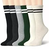 Tialfas 6 Paare Tennissocken Damen Sportsocken Baumwolle Damen-Socken Frauen Strümpfe Gym Damensocken Mit Motiv Socken Streifen Sport Women Bunt