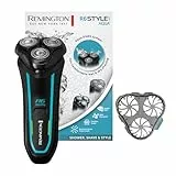 Remington Rasierer Herren Elektrisch R6 Aqua (Nass- & Trocken- Rasierapparat, 100% Wasserdicht, ausklappbarer Detail- & Langhaarschneider, 60 Min Lithium Akku,USB Ladefunktion) Rotationsrasierer R6000
