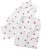 Revers Pyjama Set Für Damen, Pfirsich Herz Muster, schlafanzug damen baumwolle, Lässig, Baumwolle, Langärmelig, Oberteile, Hosen, Weiche Nachtwäsche, Loungewear, Frühling, Herbst, Winter, Weiß, S