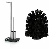 blomus -MENOTO- Stand WC-Garnitur aus mattiertem Edelstahl & Bathroom- Ersatzbürste aus Kunststoff für Toilettenbürste, unkompliziert wechselbar, für blomus NEXIO-/MENOTO-/Duo-/Primo-/ARA/UNO-Serie