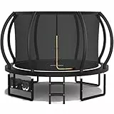 Devoko Trampolin Outdoor Ø 228/305/366/427 cm, GS-Zertifikat, Kindertrampolin Gartentrampolin mit Sicherheitsnetz, Rundes Riesentrampolin mit Leiter und Schuhbeutel