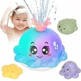 Withosent Badewannenspielzeug, Oktopus Spray Wasserspielzeug Kinder mit Licht, Badespielzeug Baby Automatischem Wasserspray Baby Geschenk für Jungen und Mädchen ab 1 2 3 4Jahr