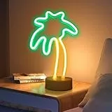 ENUOLI Coconut Palm Tree Neon Signs Neonlampe Neonlicht mit Halter Basis LED Zeichen Batterie/USB Powered Palm Neonlicht für Zuhause Weihnachtsfeier Dekoration