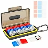 Kiorafoto SD Karten Aufbewahrung Mit 36 Pack 3 Farben Klarer Plastik Case für SDXC SDHC-Karten, Wasserbeständiger Anti-Schock Anti-Staub Speicherkarten Aufbewahrung Mit Etiketten