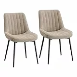 COLAMY Samt Esszimmerstühle 2er Set – Gepolsterte Stühle für Esszimmer & Küche mit Metallbeinen, Dickem Sitzpolster & Rutschfesten Füßen, Khaki