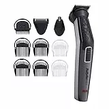 BaByliss 10-in-1 Carbon Titanium Multi-Grooming Trimmer Kit abwaschbar für Körper, Bart und Nasenhaare inkl. Aufbewarungstasche, Schwarz grau MT727E