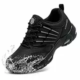 LARNMERN Arbeitsschuhe Herren Kochschuhe Küche Luftkissen rutschfeste SRC Koch Schuhe Komfort Laufsohle Dämpfung (Schwarz,43)