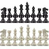 32 Schachfiguren Ohne Brett, Schachfiguren Set, International Standard Schachspiel, mit Königen Königinnen Ritter, für Teenager Erwachsene, König Hoch 65 mm, Kunststoff Schw/Weiss