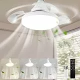 Umikk Deckenventilator mit Beleuchtung Unsichtbare Lüfterflügel, 40cm LED Dimmbare Deckenleuchte mit Ventilator E27 Glühbirne mit Ventilator APP, Lampe mit Ventilator Leise
