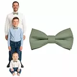DonDon Fliege Herren Kinder Jungen oder Babys Lindgrün matt, vorgebunden und längenverstellbar aus Baumwolle Gabardine - festliches Accessoire für Hochzeit, Kommunion und Feier
