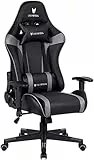 Oversteel - ULTIMET Professional Gaming Stuhl Kunstleder, 2D Armlehnen, höhenverstellbar, 180° verstellbare Rückenlehne, Gasdruckfeder Klasse 3, bis 120Kg, Farbe Grau