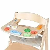roba Essbrett mit Spielelementen, Montessori - Passend für Hochstuhl Sit Up Flex - Inkl. 9 Elemente zum Spielen - Ab 6 Monaten - Holz natur