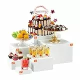 GOURDBRO Tortenständer, 6 Stück Cake Stand, Kuchenständer, Food Risers for Buffet, Acryl Buffet Ständer, Wiederverwendbar Display Organizer für Hochzeiten, Geburtstag, Partys, Cupcake, Weiß