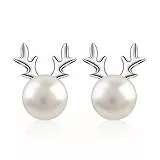 B.Catcher Ohrringe Damen Perlen S925 Silber Elch Geweih Ohrstecker 6mm S¨¹sswasser Zuchtperle Schmuck